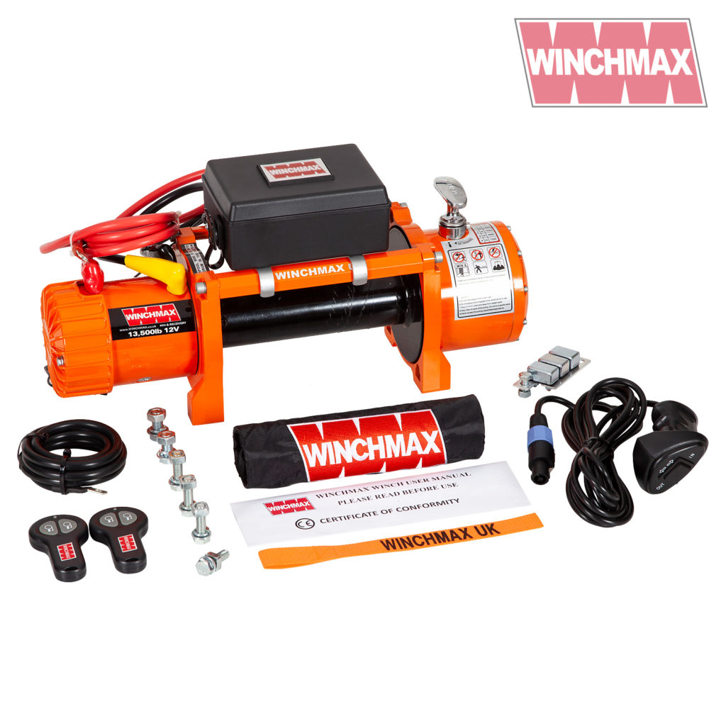 Winchmax 13500lb 12v Winch. No Rope or Fairlead. Includes Twin Wireless Remote Controls