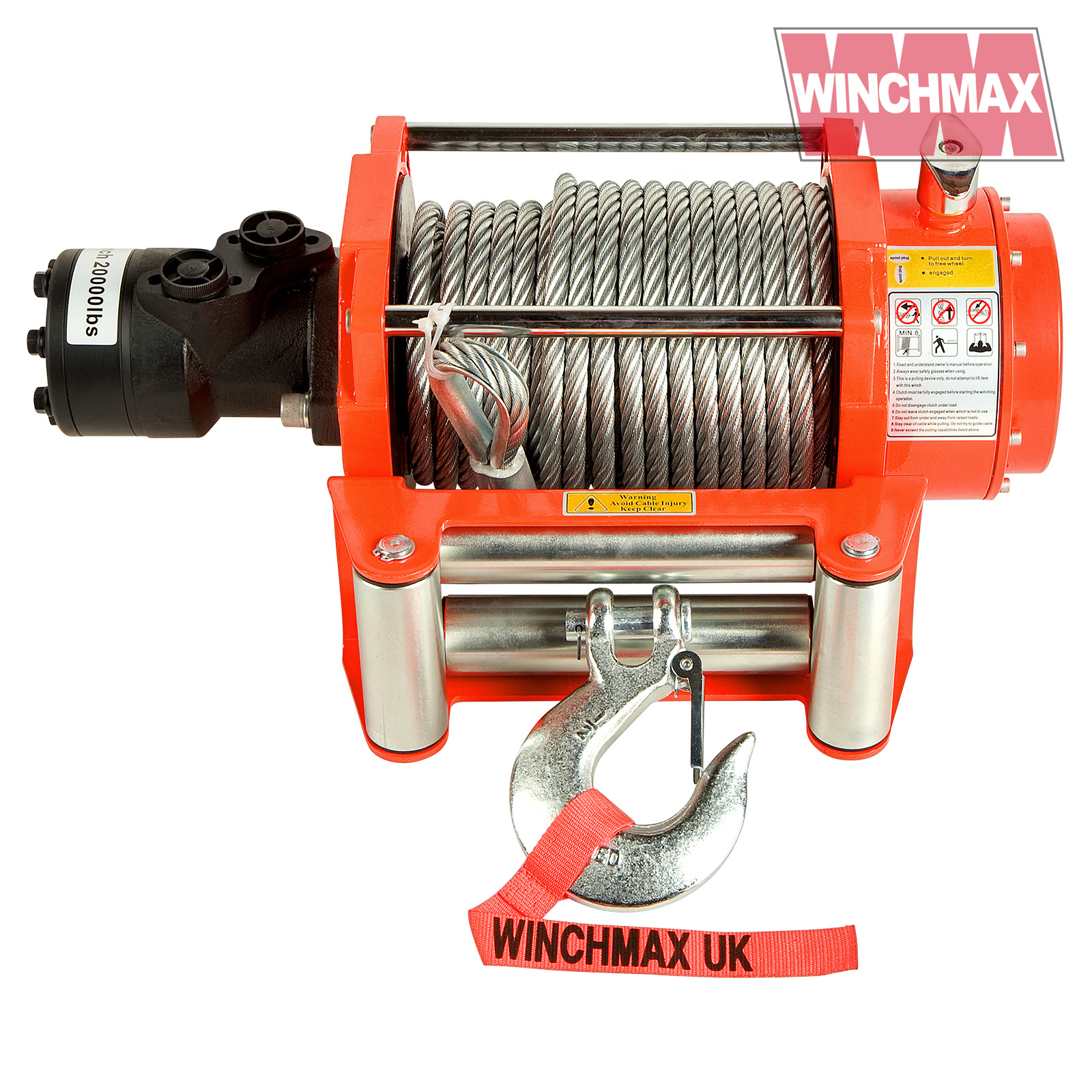 Winchmax 20000lb Hydraulic Winch. Steel Rope and Clevis Hook