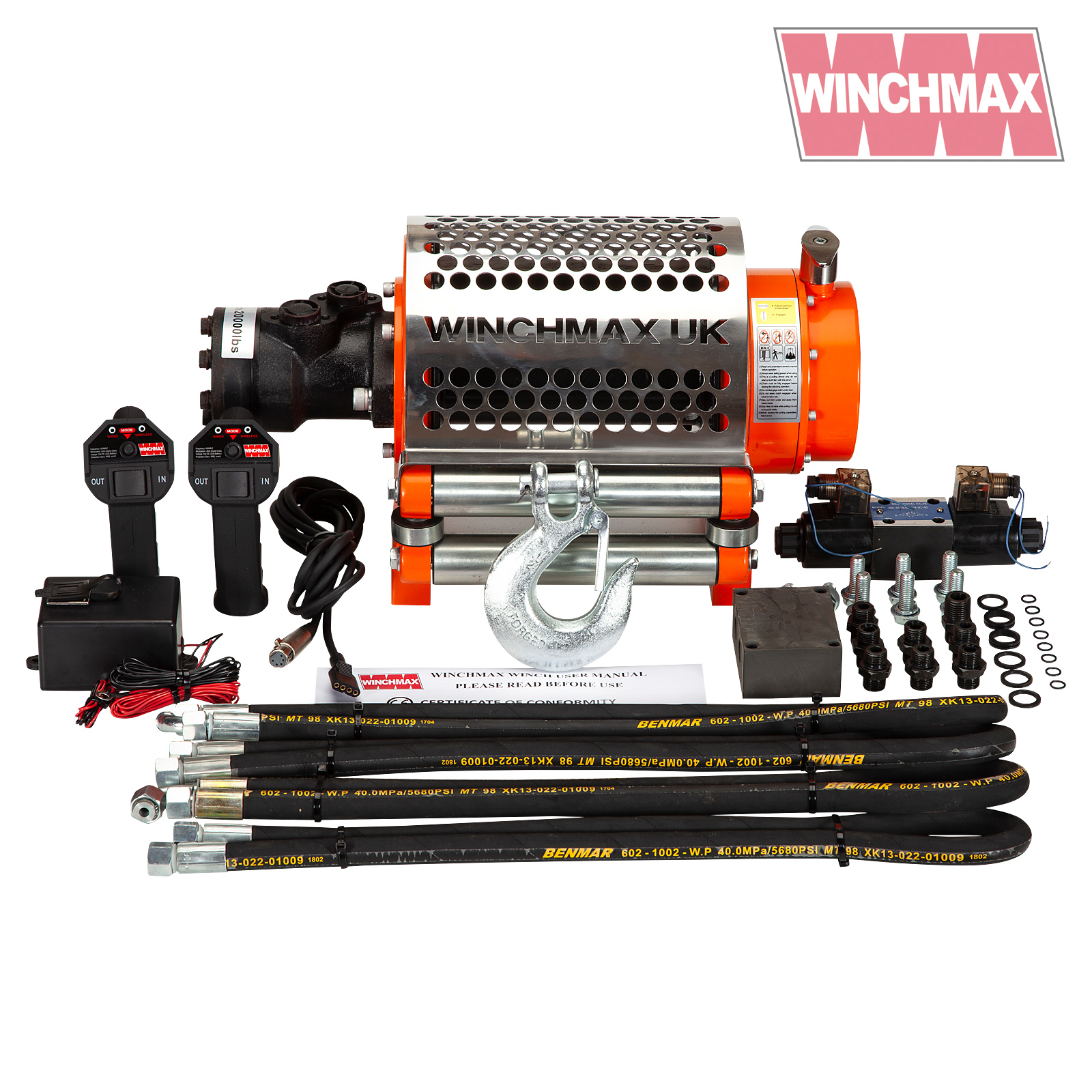 Winchmax 20000lb 'Z' Hydraulic Winch. Steel Rope and 24v Control System