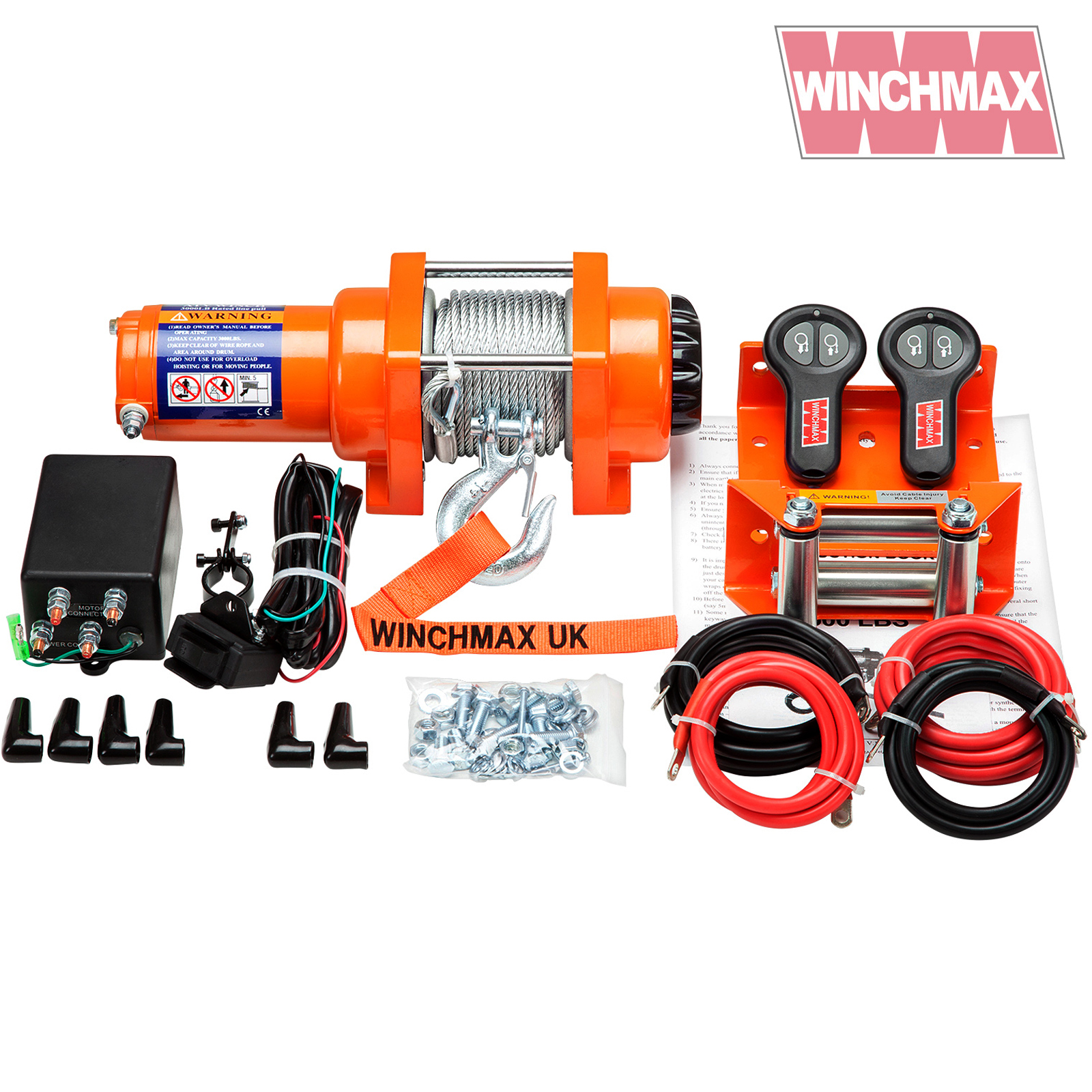 Electric Winch 3000lb with Winch Cable & Mounting Plate & 2 Wireless Remote Control 
