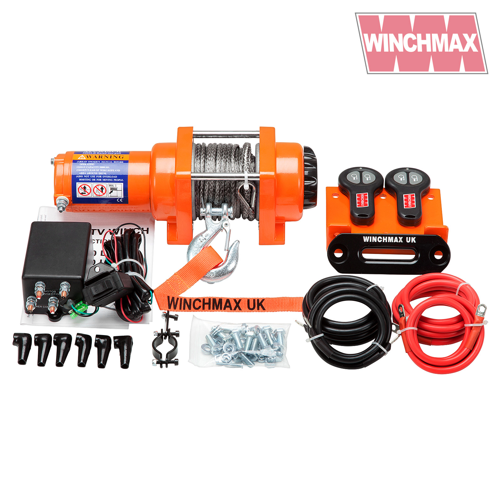 Winchmax 3000lb 12v Winch. Dyneema Rope and Remote Controls