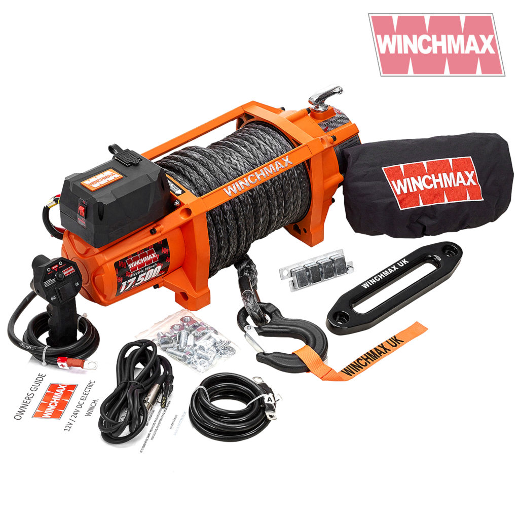 Winchmax 'SL' 17500lb 24v Winch. Dyneema Rope and Remote Controls