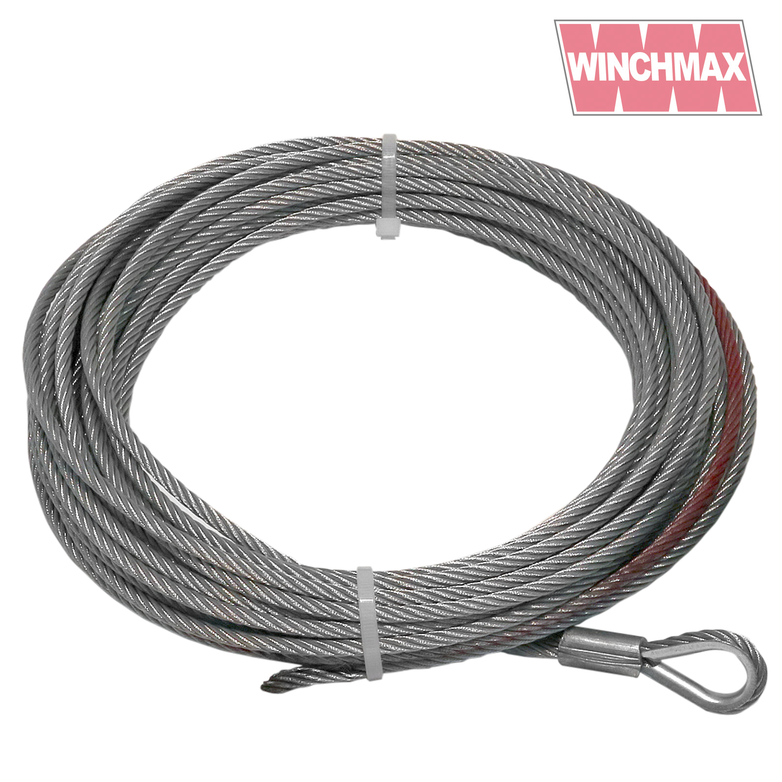 Steel Rope 15m x 5mm, Hole Fix. 1/4 inch Clevis Hook. For winches