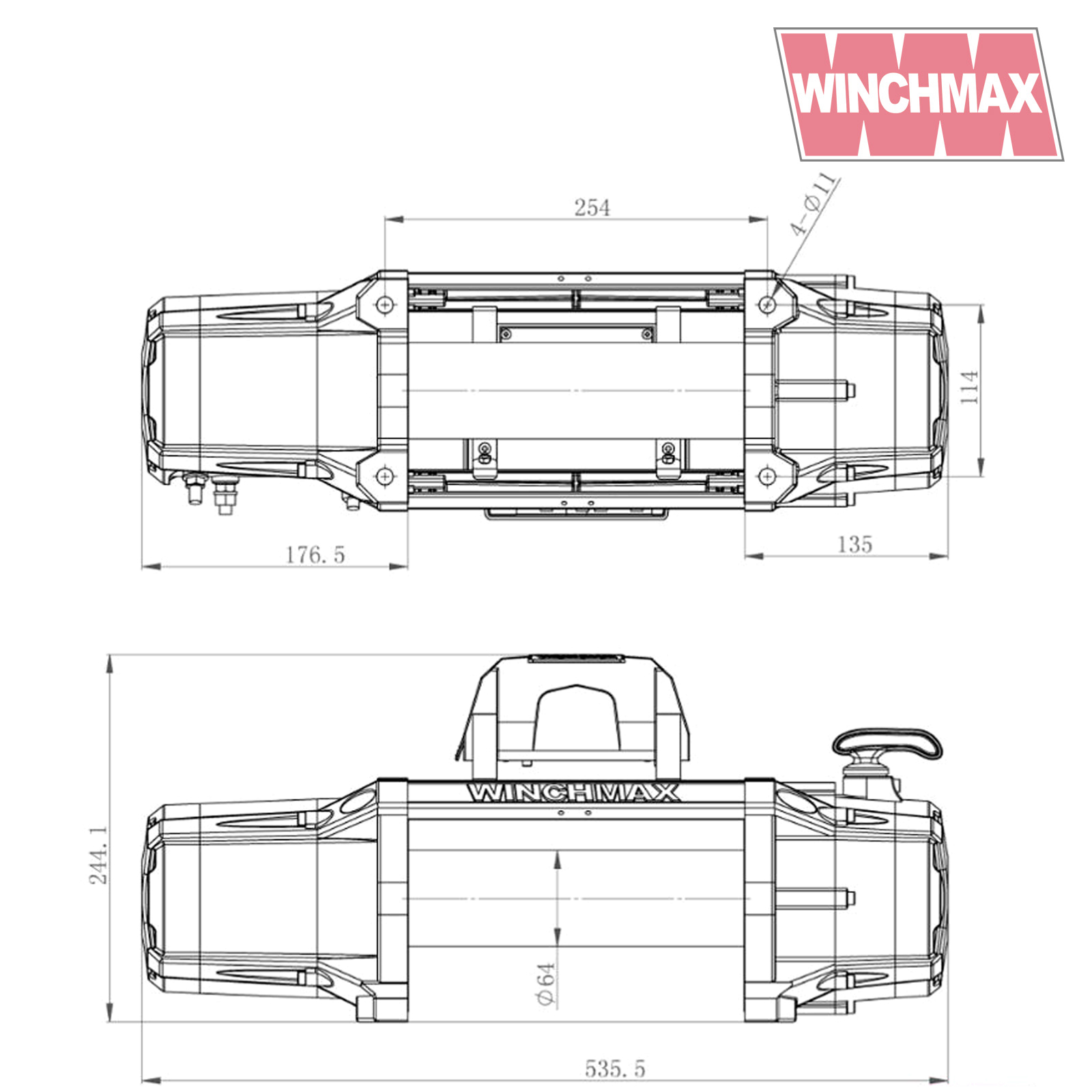 WINCHMAX 13500lb 12v Military Grade Winch Spec