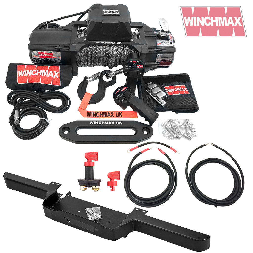 WINCHMAX 13500lb 12v Military Grade Winch and Defender Bumper