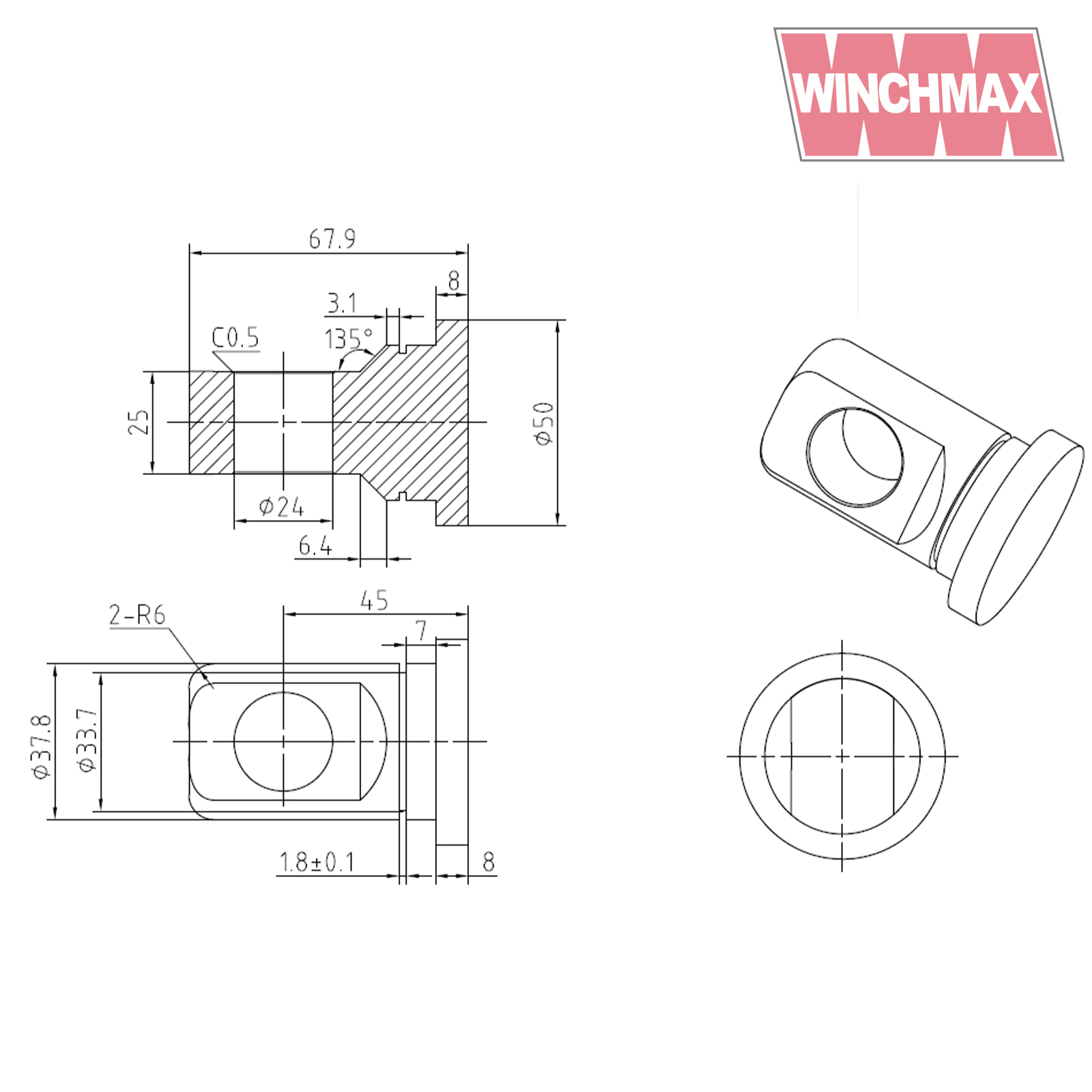 Winchmax 3/4 Inch Swivel Eye for Winch Tech