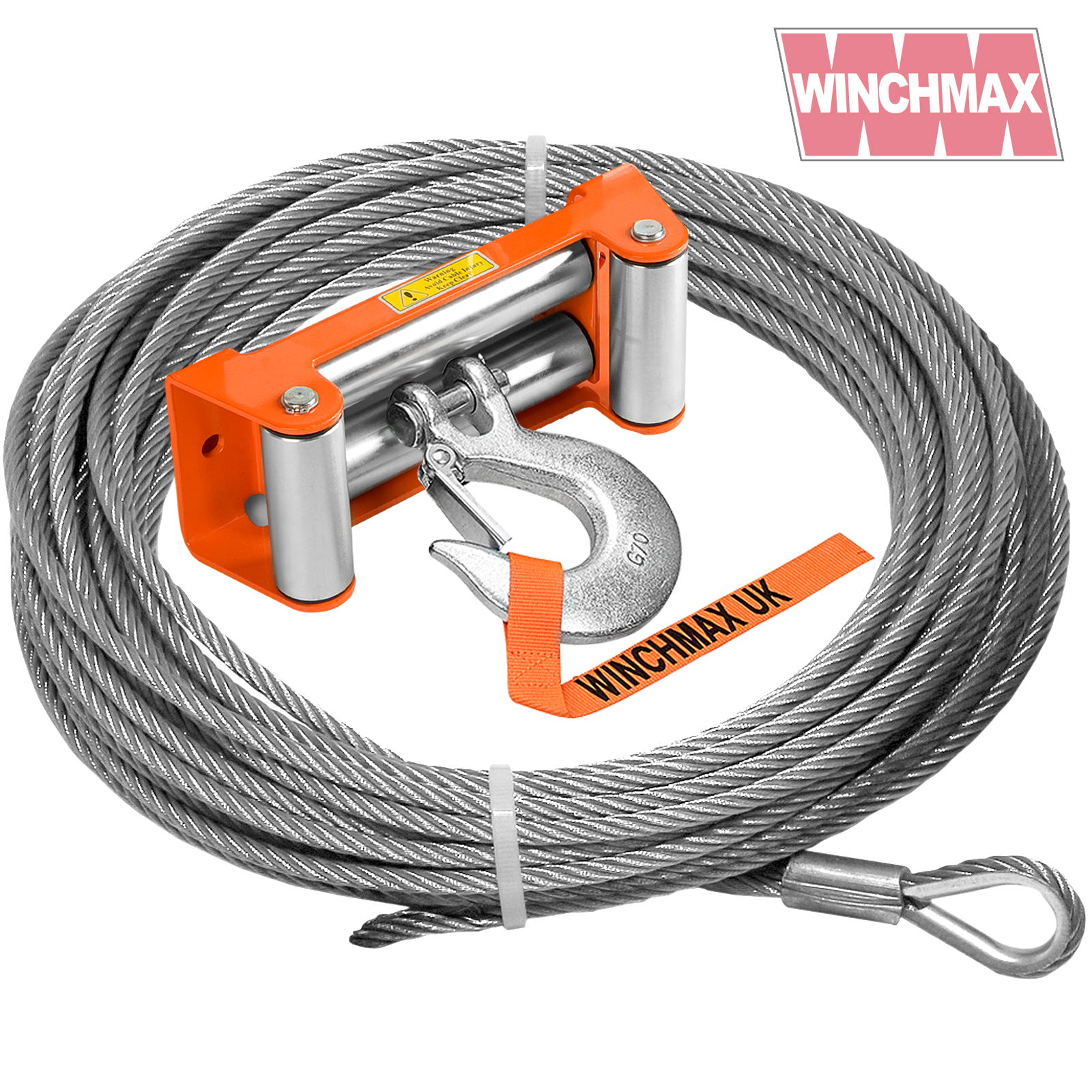 Steel Rope 26m X 12mm, Hole Fix. Roller Fairlead. 1/2 Inch Clevis