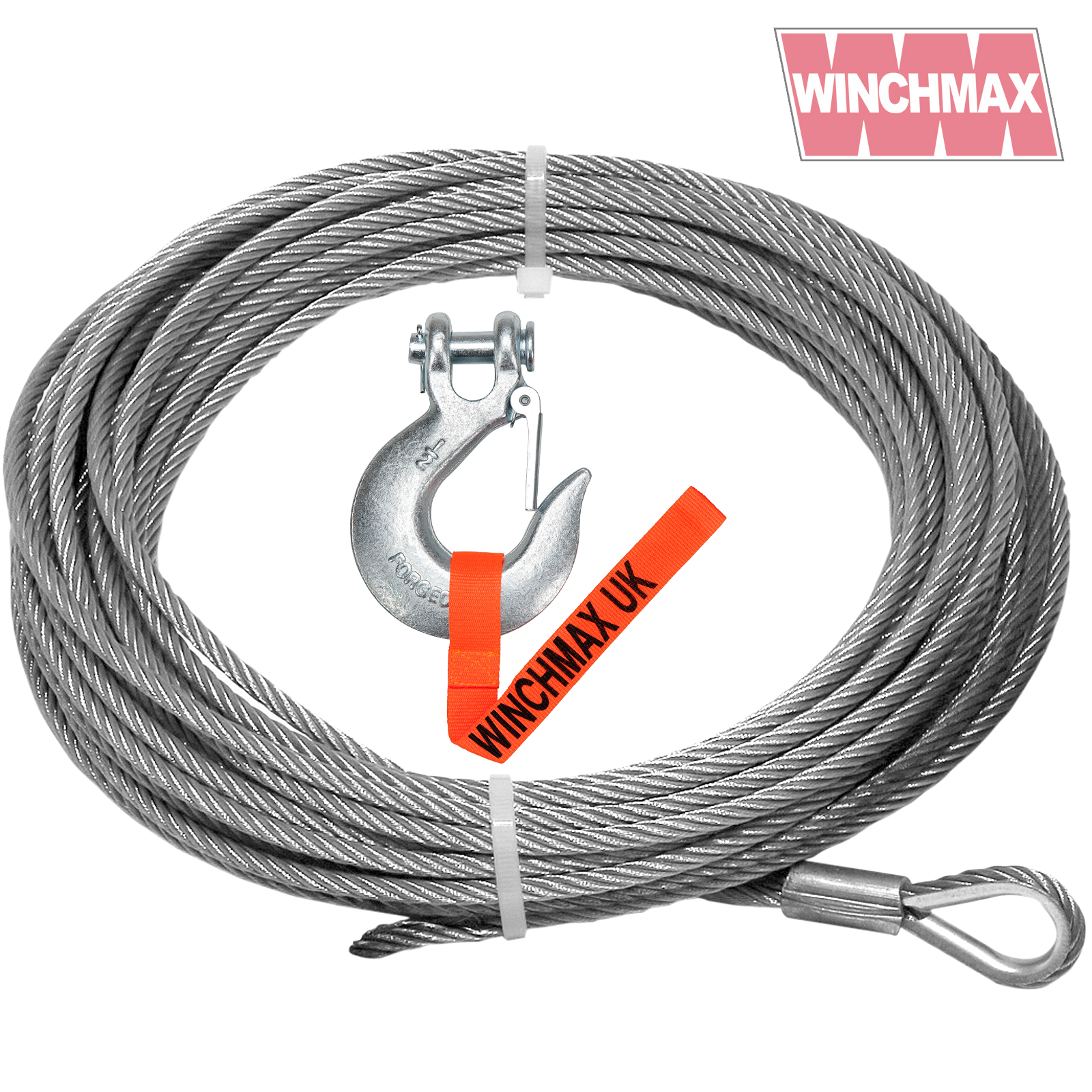 WINCHMAX Steel Rope 26mX14mm and 1/2 Inch Hook