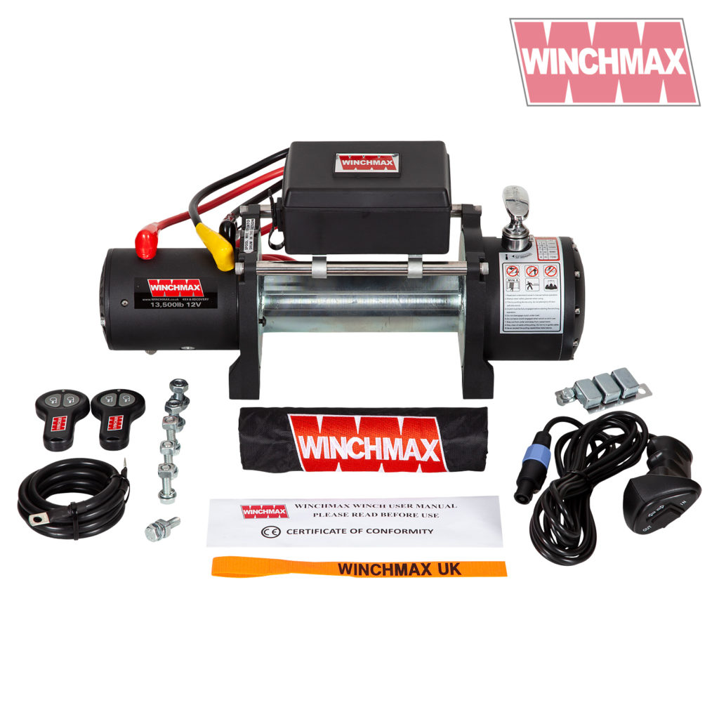 Winchmax 13500lb 12v Military Grade Winch. No Rope or No Fairlead. Includes Twin Wireless Remote Controls