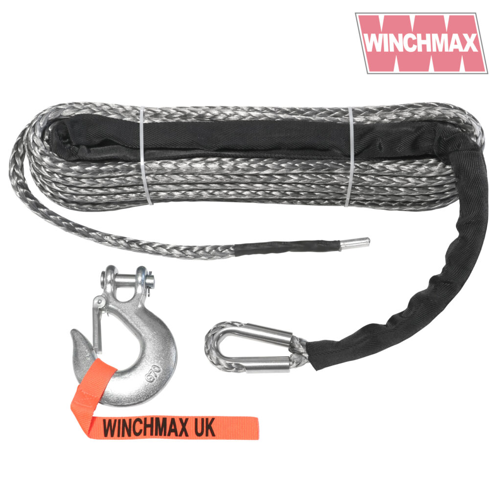 Winchmax 28m x 11mm Synthetic rope with 1/2 inch clevis hook